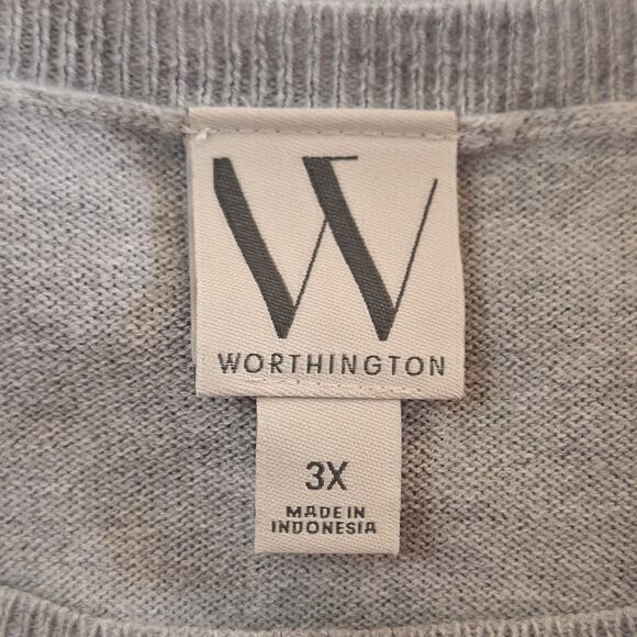NWT Worthington Sweater Women's 3X Gray Minimalist Neutral Lightweight Basic - Picture 2 of 7